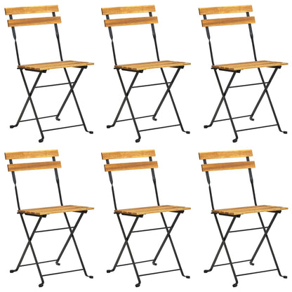 Garden Chair Set of 6 Brown Solid Acacia wood Standard