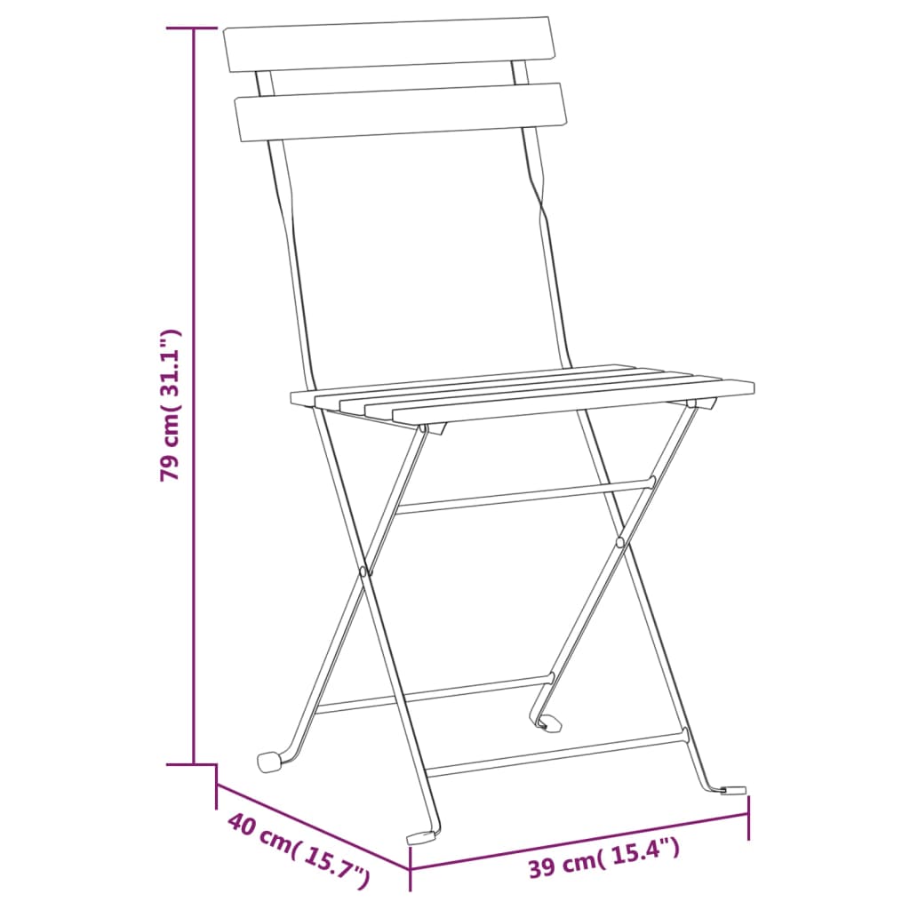 Garden Chair Set of 6 Brown Solid Acacia wood Standard