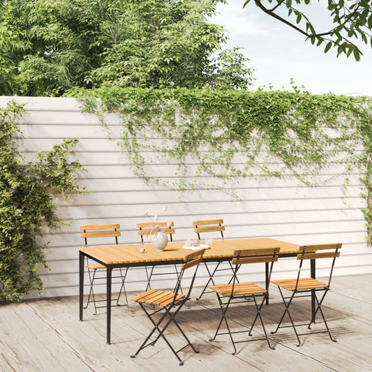 Garden Chair Set of 6 Brown Solid Acacia wood Standard