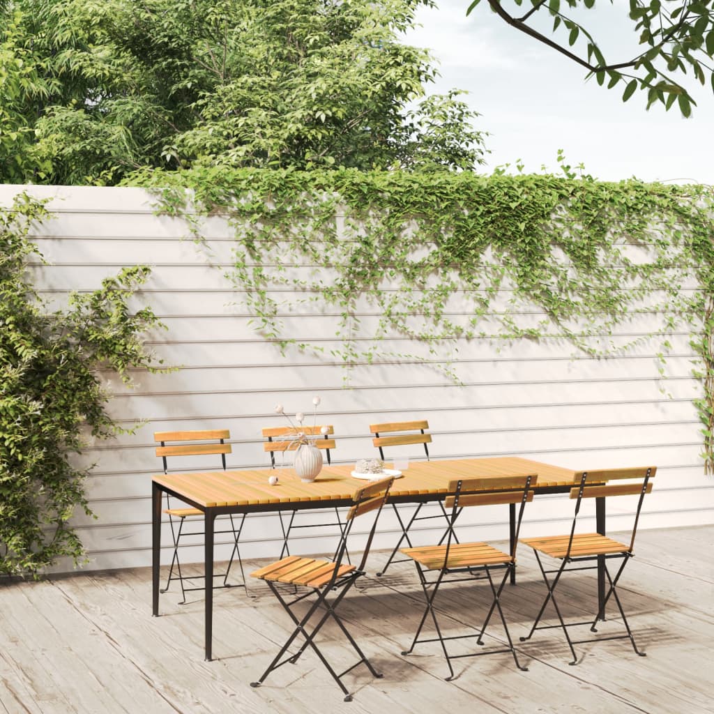 Garden Chair Set of 6 Brown Solid Acacia wood Standard