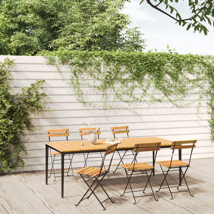 Garden Chair Set of 6 Brown Solid Acacia wood Standard