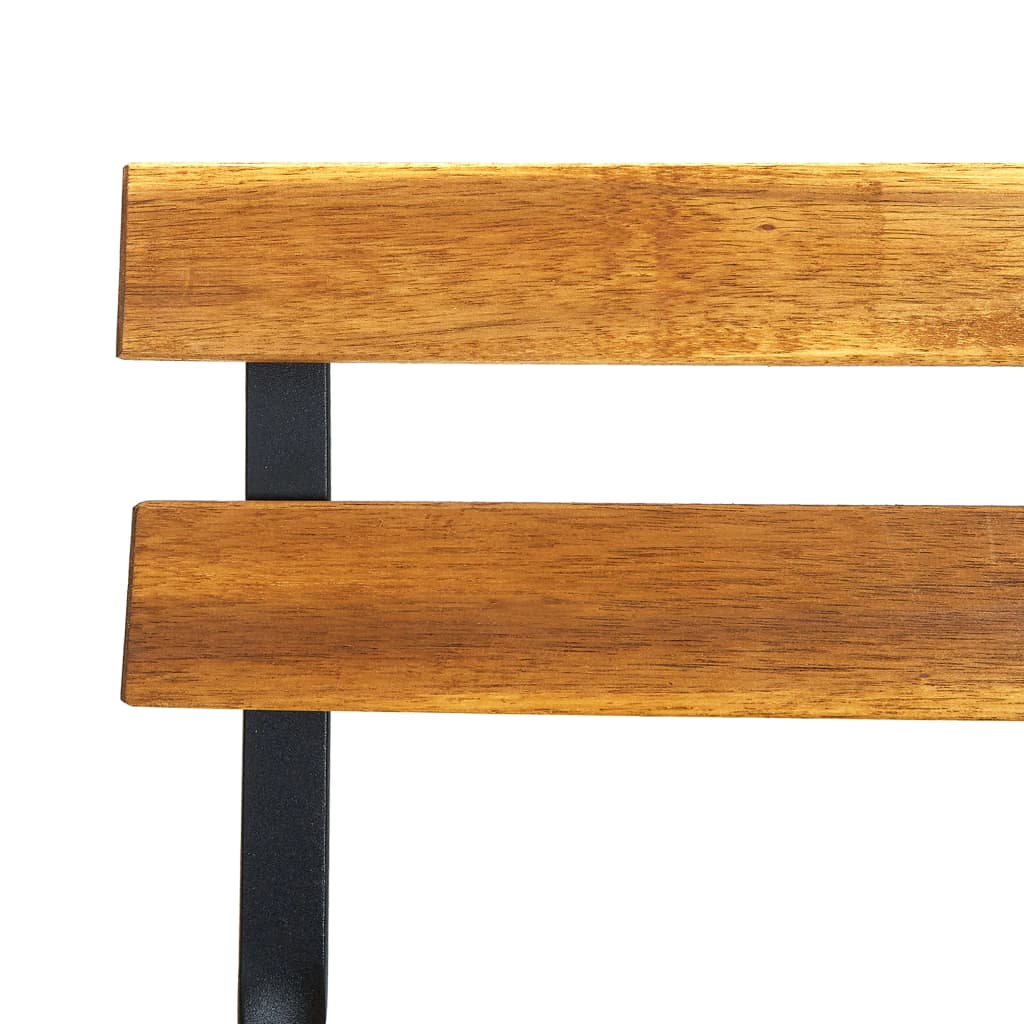 Garden Chair Set of 8 Natural wood, Black Solid Acacia wood
