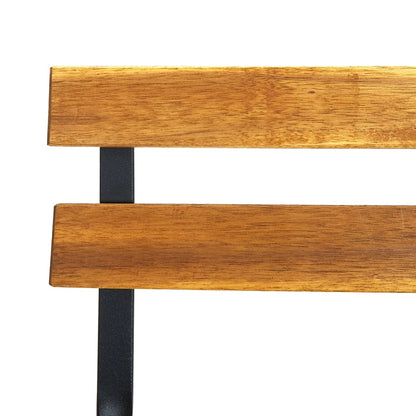 Garden Chair Set of 8 Natural wood, Black Solid Acacia wood