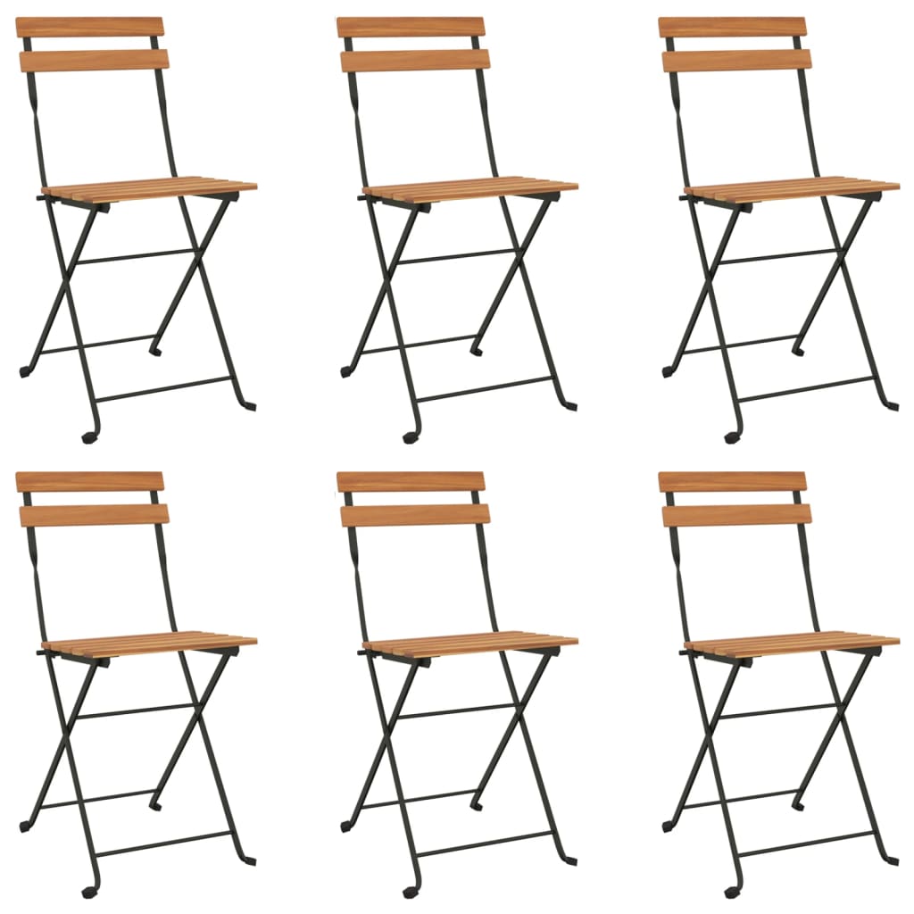Folding Bistro Chair Set of 6 Brown and Black