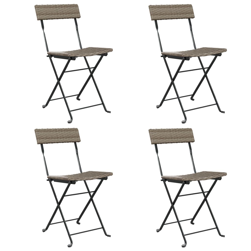 Folding Bistro Chair Set of 4 Grey PE rattan Standard Foldable