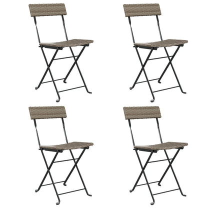 Folding Bistro Chair Set of 4 Grey PE rattan Standard Foldable