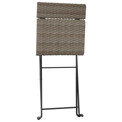 Folding Bistro Chair Set of 4 Grey PE rattan Standard Foldable