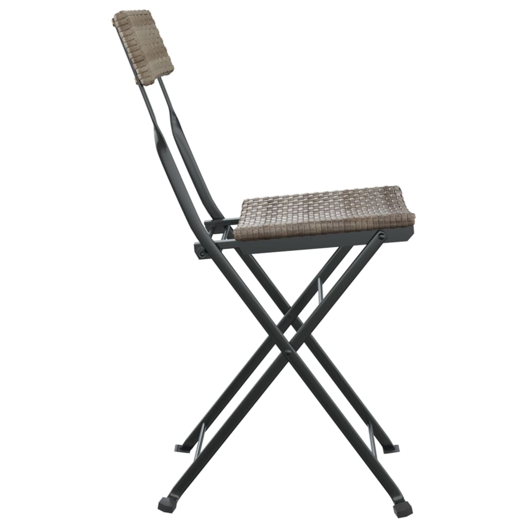Folding Bistro Chair Set of 4 Grey PE rattan Standard Foldable