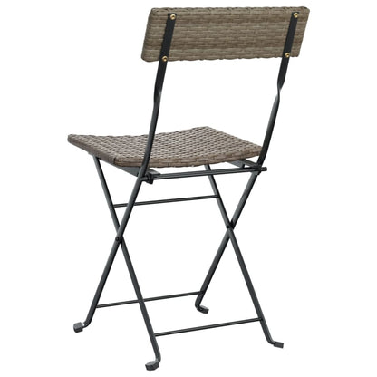 Folding Bistro Chair Set of 4 Grey PE rattan Standard Foldable