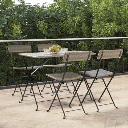 Folding Bistro Chair Set of 4 Grey PE rattan Standard Foldable
