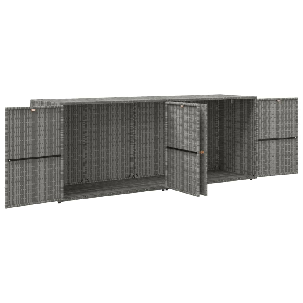 Garden Storage Cabinet Grey PE Rattan Medium