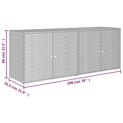 Garden Storage Cabinet Grey PE Rattan Medium