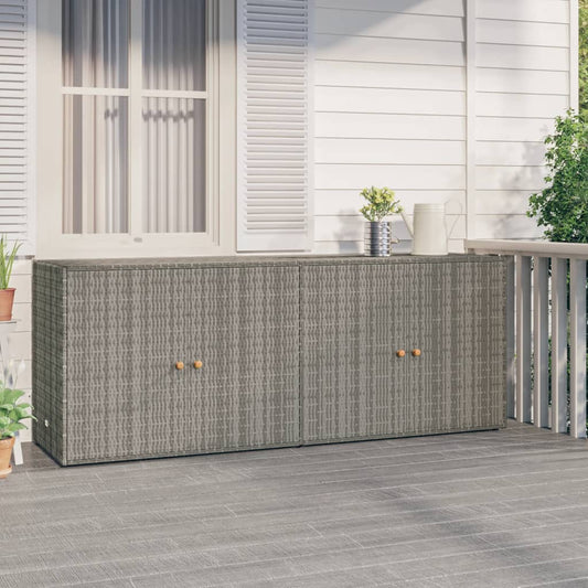Garden Storage Cabinet Grey PE Rattan Medium