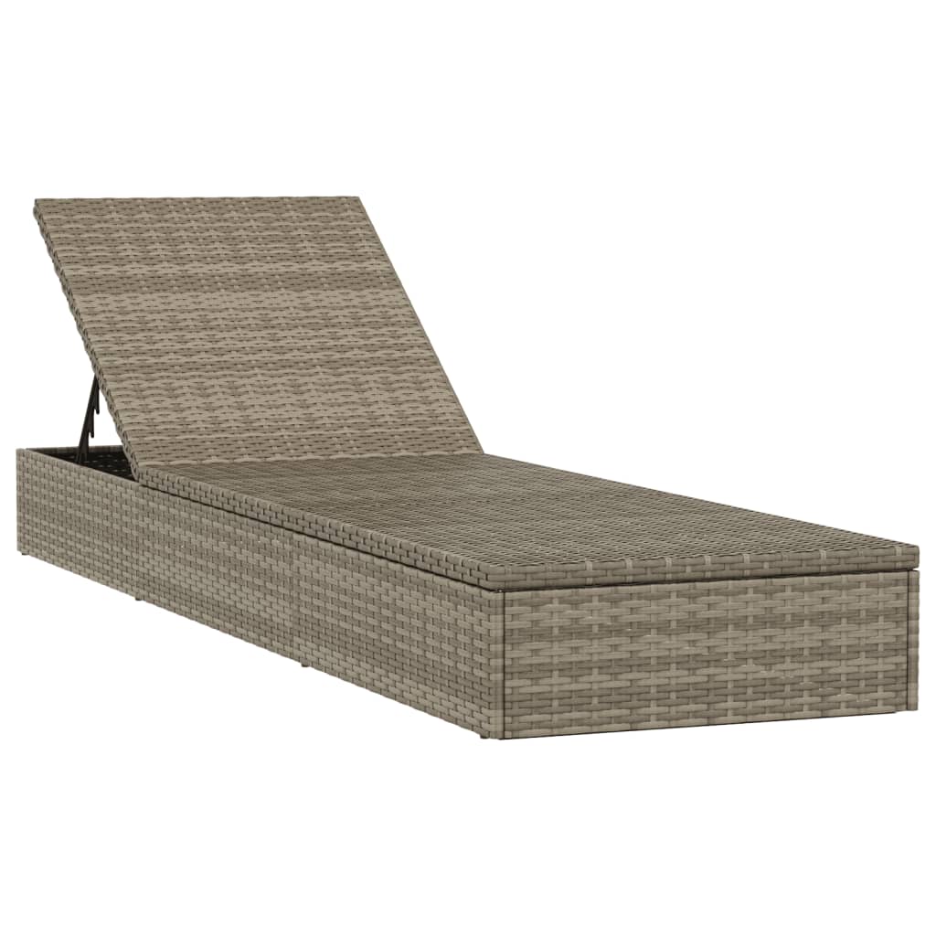 Sunbed Grey PE Rattan Large Adjustable Armrests