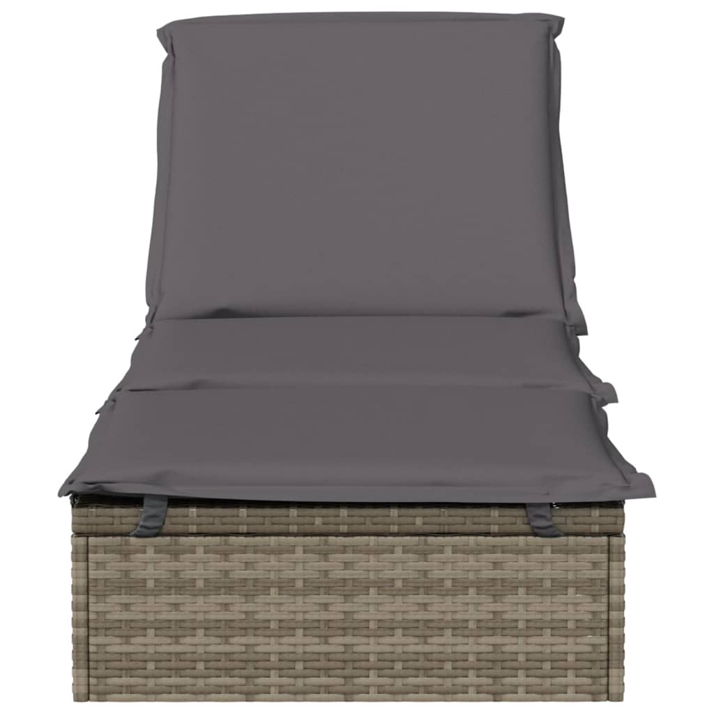 Sunbed Grey PE Rattan Large Adjustable Armrests