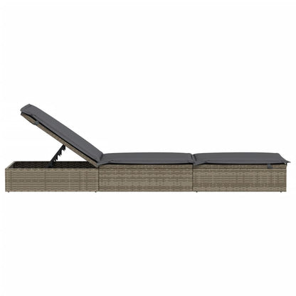 Sunbed Grey PE Rattan Large Adjustable Armrests