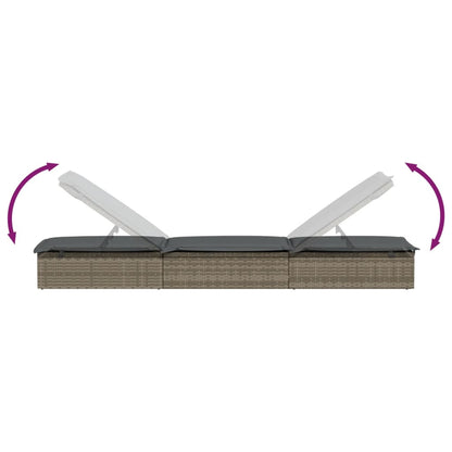 Sunbed Grey PE Rattan Large Adjustable Armrests