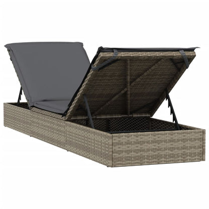 Sunbed Grey PE Rattan Large Adjustable Armrests