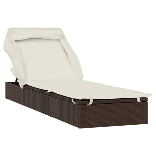 Sunbed Brown PE Rattan, Powder-Coated Steel 83.9x24.8x38.2 in