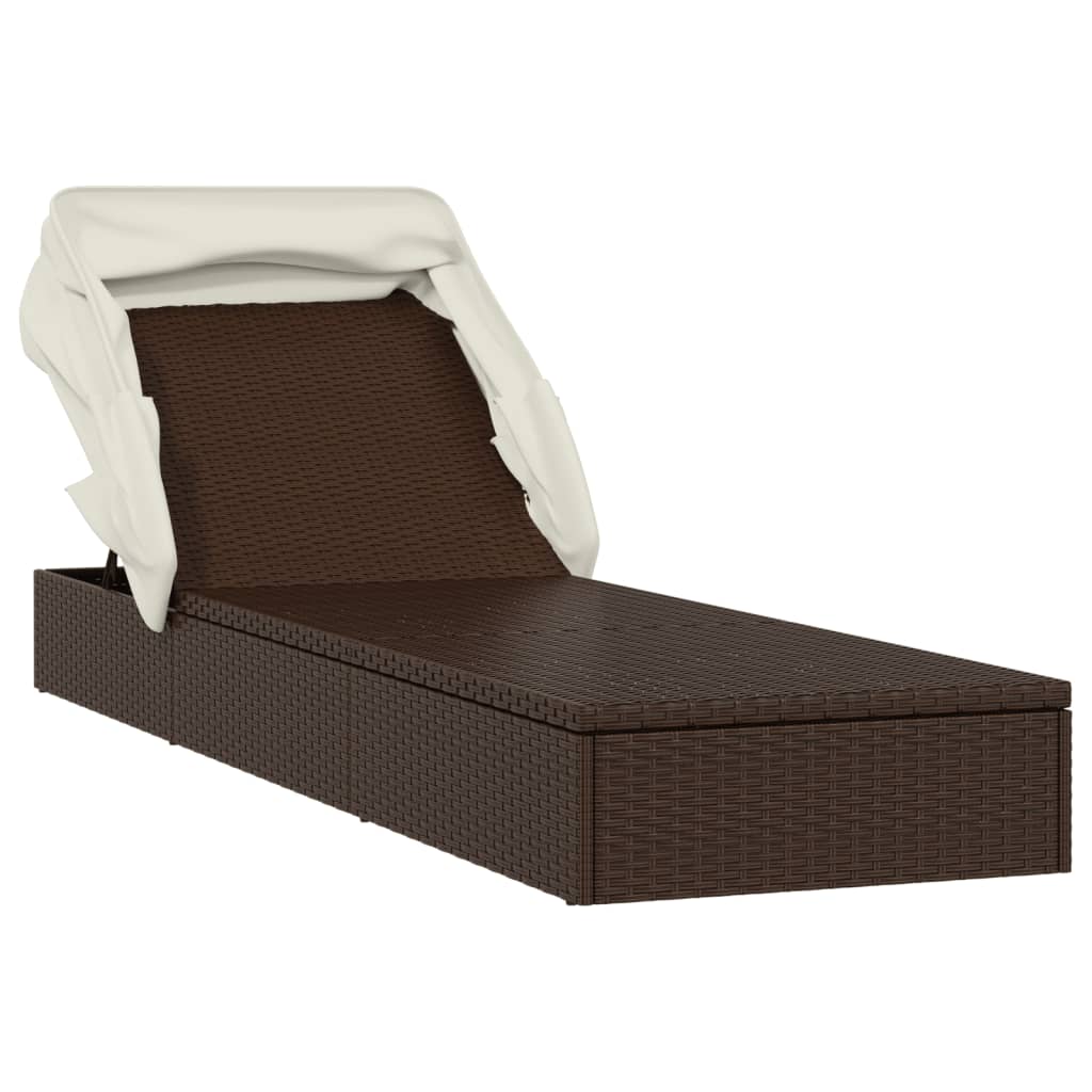 Sunbed Brown PE Rattan, Powder-Coated Steel 83.9x24.8x38.2 in