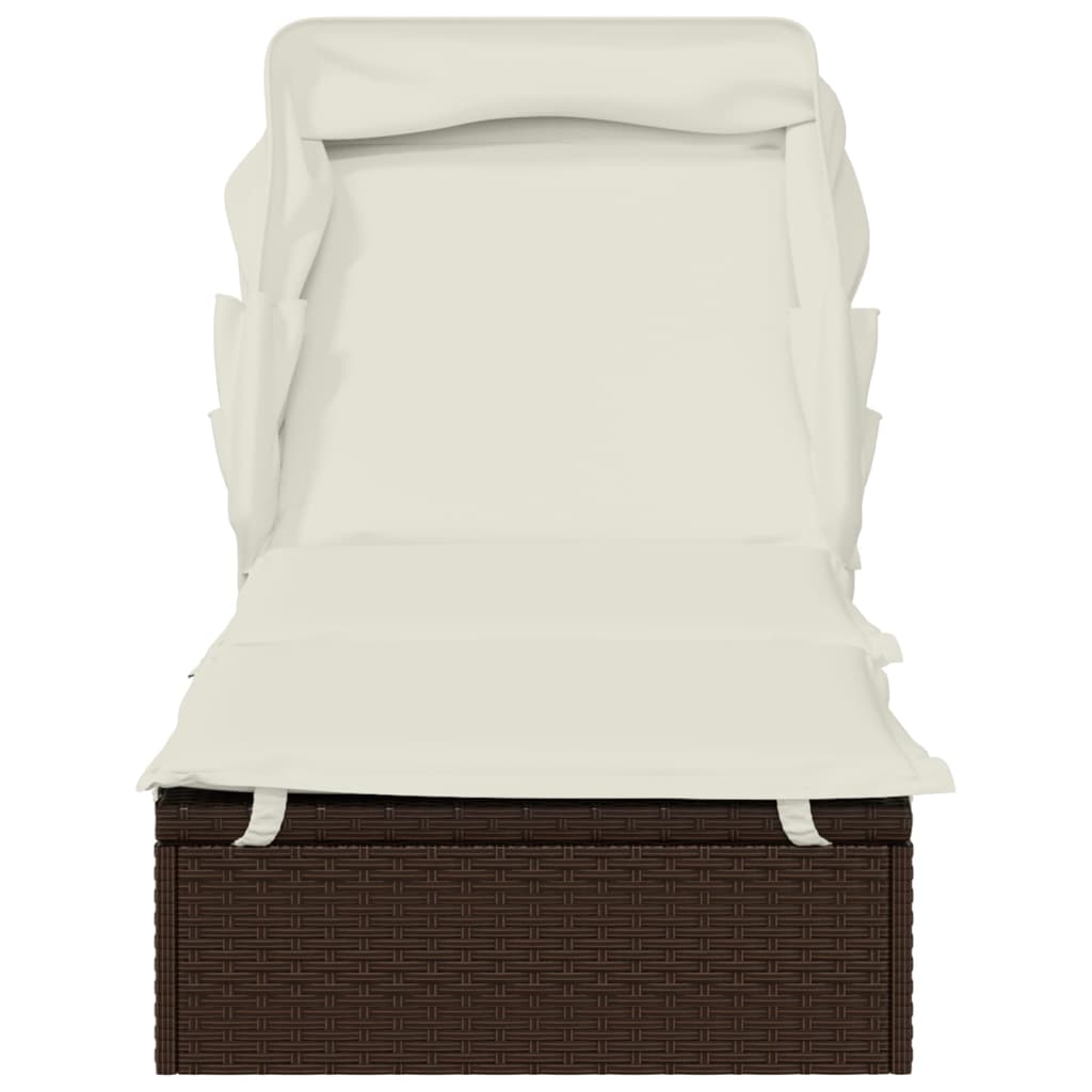 Sunbed Brown PE Rattan, Powder-Coated Steel 83.9x24.8x38.2 in