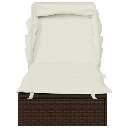 Sunbed Brown PE Rattan, Powder-Coated Steel 83.9x24.8x38.2 in