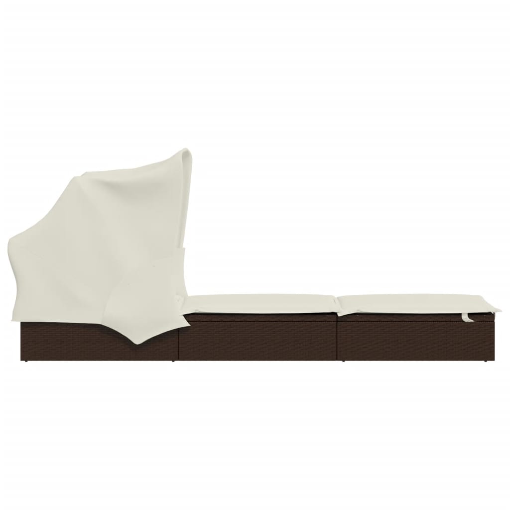 Sunbed Brown PE Rattan, Powder-Coated Steel 83.9x24.8x38.2 in