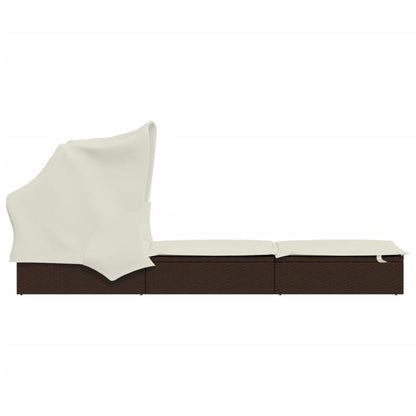 Sunbed Brown PE Rattan, Powder-Coated Steel 83.9x24.8x38.2 in