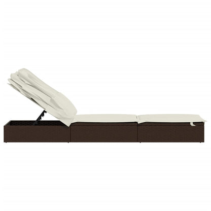Sunbed Brown PE Rattan, Powder-Coated Steel 83.9x24.8x38.2 in