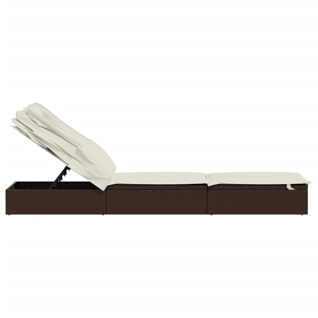 Sunbed Brown PE Rattan, Powder-Coated Steel 83.9x24.8x38.2 in