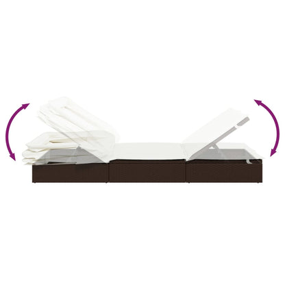 Sunbed Brown PE Rattan, Powder-Coated Steel 83.9x24.8x38.2 in