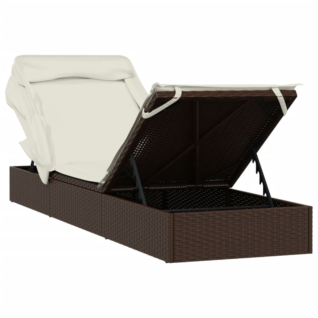 Sunbed Brown PE Rattan, Powder-Coated Steel 83.9x24.8x38.2 in