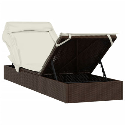 Sunbed Brown PE Rattan, Powder-Coated Steel 83.9x24.8x38.2 in