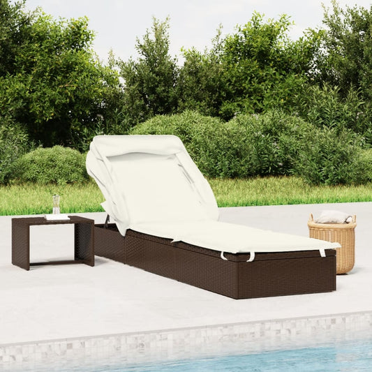 Sunbed Brown PE Rattan, Powder-Coated Steel 83.9x24.8x38.2 in