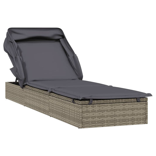 Sunbed Grey PE Rattan, Powder-Coated Steel 83.1 x 25.6 in