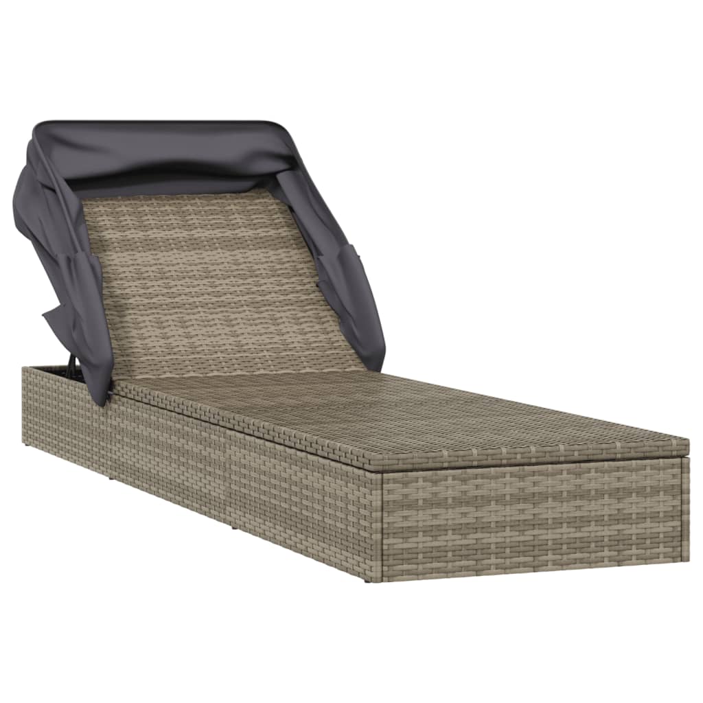 Sunbed Grey PE Rattan, Powder-Coated Steel 83.1 x 25.6 in