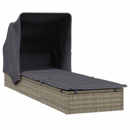 Sunbed Grey PE Rattan, Powder-Coated Steel 83.1 x 25.6 in