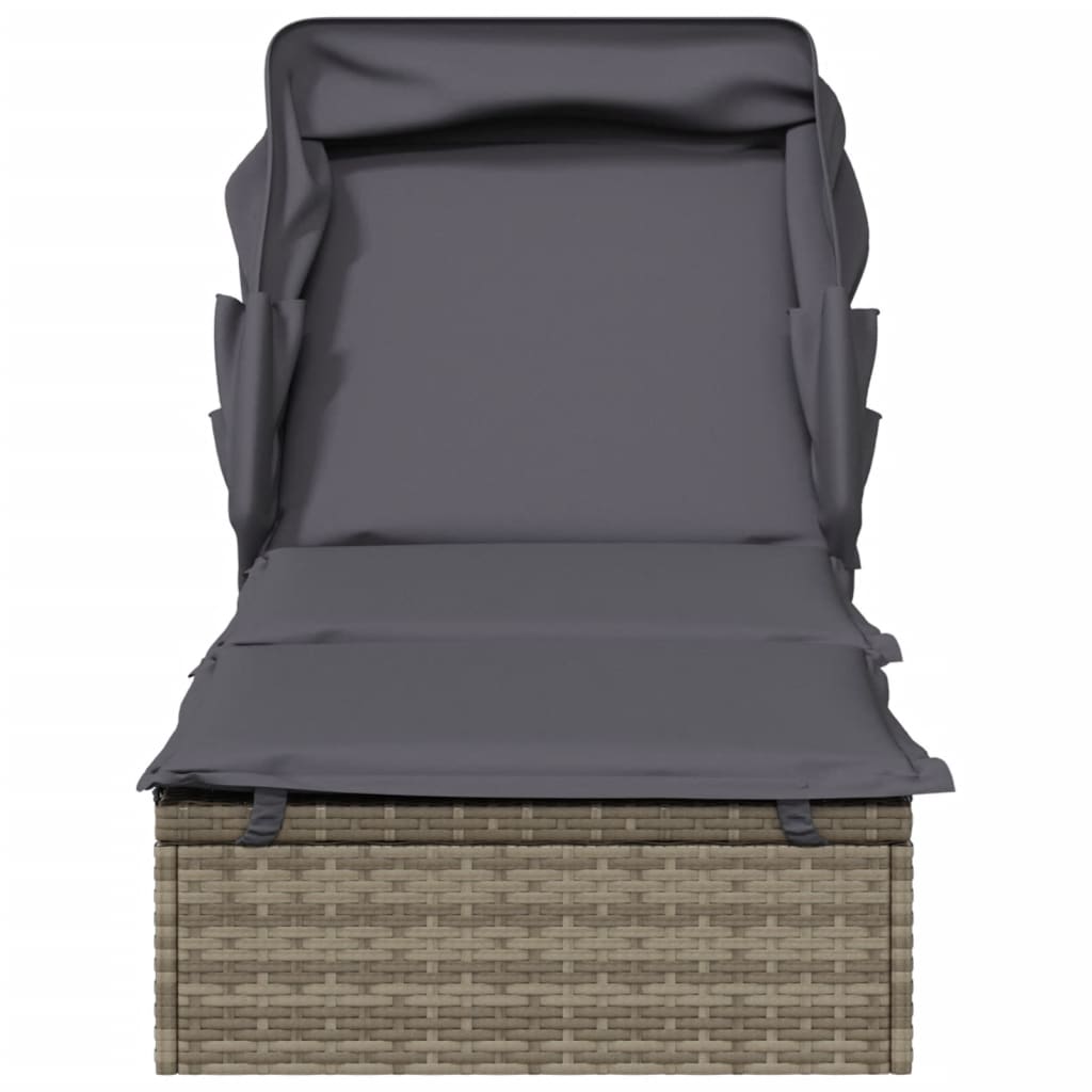 Sunbed Grey PE Rattan, Powder-Coated Steel 83.1 x 25.6 in