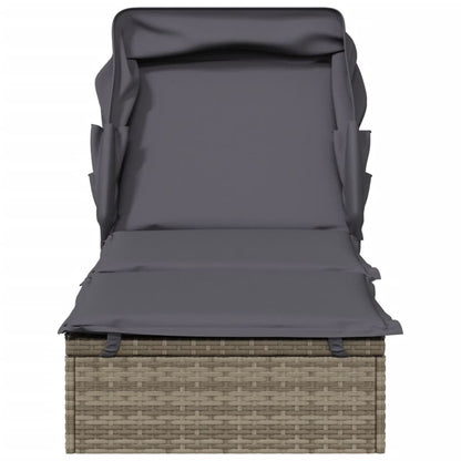 Sunbed Grey PE Rattan, Powder-Coated Steel 83.1 x 25.6 in