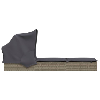 Sunbed Grey PE Rattan, Powder-Coated Steel 83.1 x 25.6 in