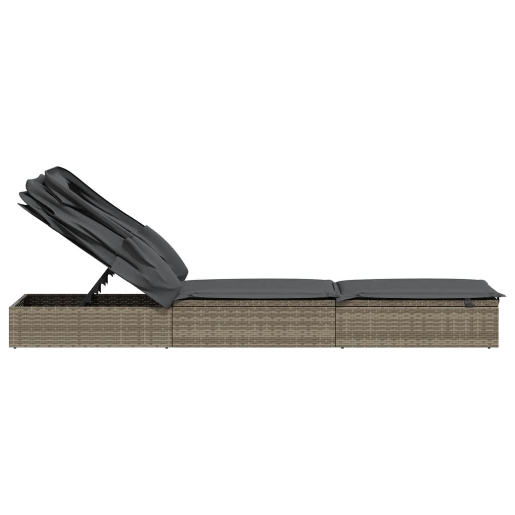 Sunbed Grey PE Rattan, Powder-Coated Steel 83.1 x 25.6 in