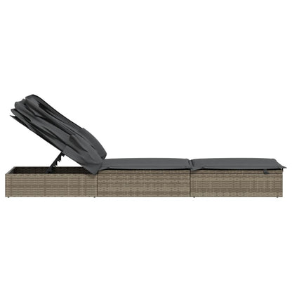 Sunbed Grey PE Rattan, Powder-Coated Steel 83.1 x 25.6 in