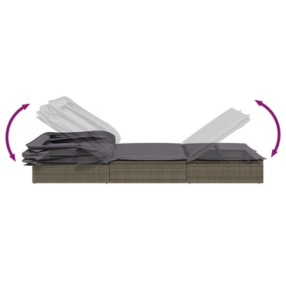 Sunbed Grey PE Rattan, Powder-Coated Steel 83.1 x 25.6 in