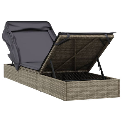 Sunbed Grey PE Rattan, Powder-Coated Steel 83.1 x 25.6 in