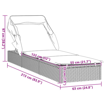 Sunbed Grey PE Rattan, Powder-Coated Steel 83.1 x 25.6 in