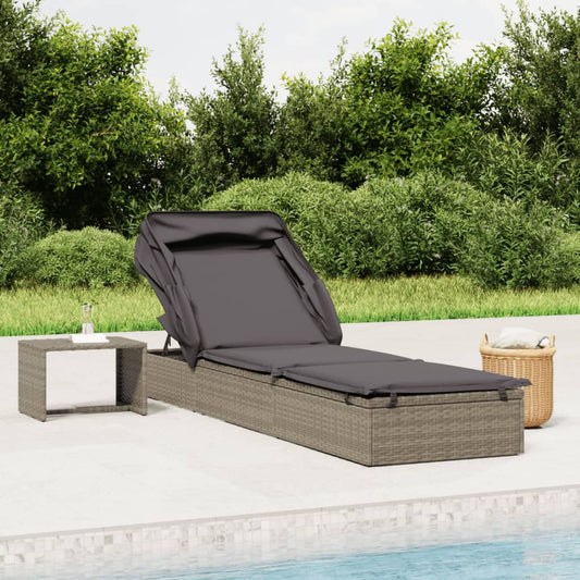 Sunbed Grey PE Rattan, Powder-Coated Steel 83.1 x 25.6 in