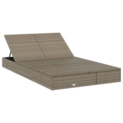 Sunbed Grey PE rattan, Steel Double Adjustable Armrests Sunbed