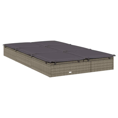 Sunbed Grey PE rattan, Steel Double Adjustable Armrests Sunbed