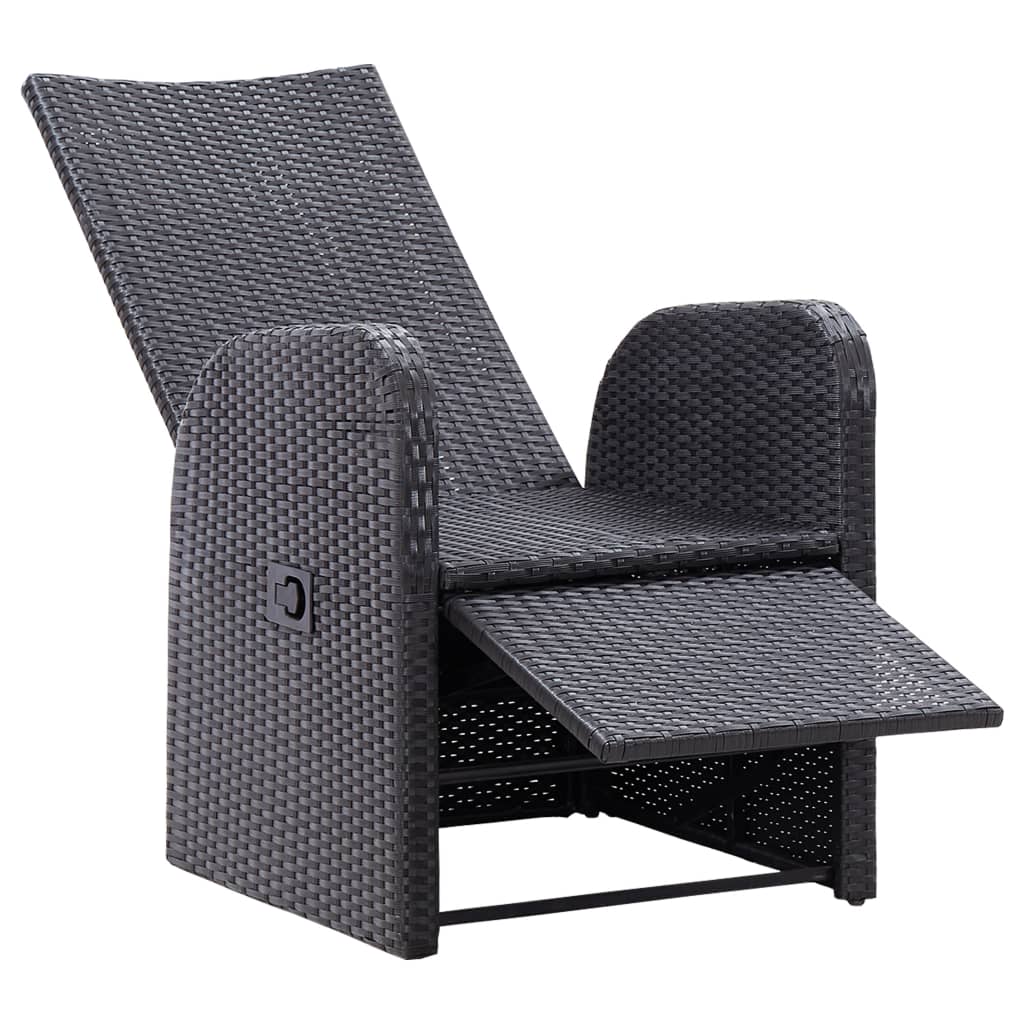 Reclining Garden Chair Set of 2 Black