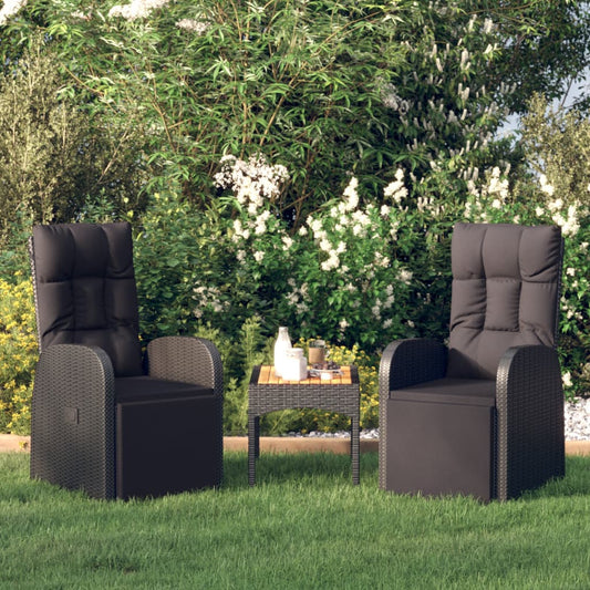 Reclining Garden Chair Set of 2 Black